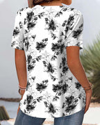 Blusa Stampa Floreale Maniche Corte
