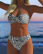 Costume da bagno sexy due pezzi con stampa leopardata