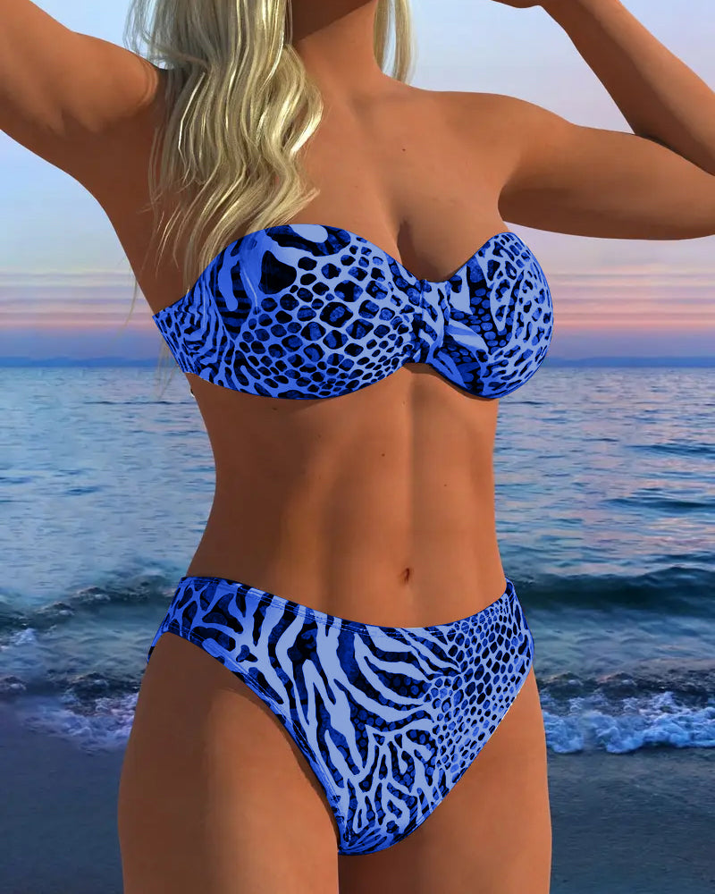 Costume da bagno sexy due pezzi con stampa leopardata