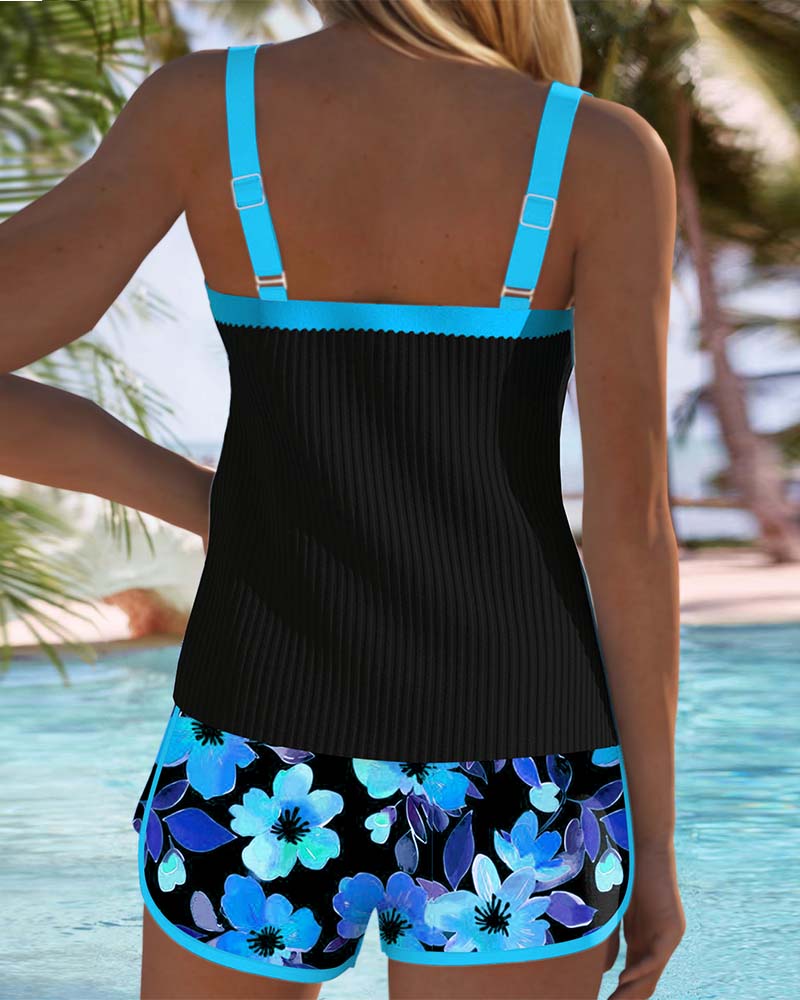 Tankini Due Pezzi con Pantaloncino da Spiaggia
