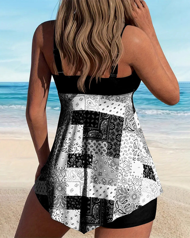 Tankini due pezzi stampato boxer