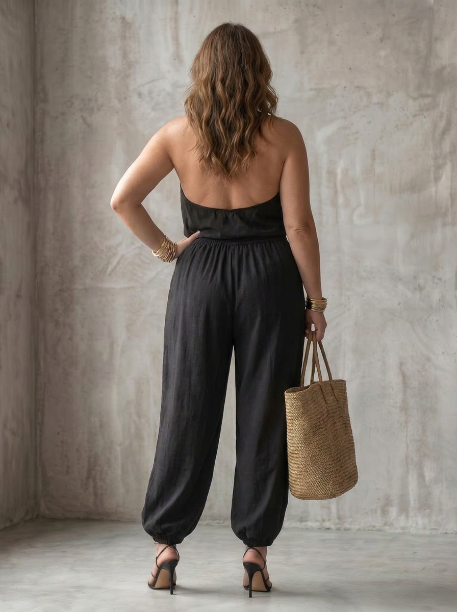 Yvaine | Completo Top Fluido con Scollo Drappeggiato e Pantaloni Ampi
