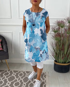 Maglia lunga casual con stampa floreale colorata