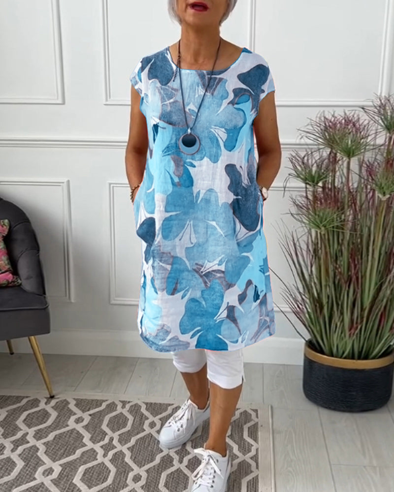 Maglia lunga casual con stampa floreale colorata