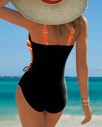Costume da bagno intero con laccetti a contrasto