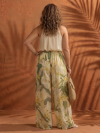 Solange | Top Halter Floreale e Pantaloni a Palazzo