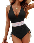Costume da Bagno Intero Contenitivo da Donna con Coulisse e Controllo Pancia