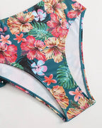 Costume da bagno casual a tre pezzi con pantaloncini a stampa floreale