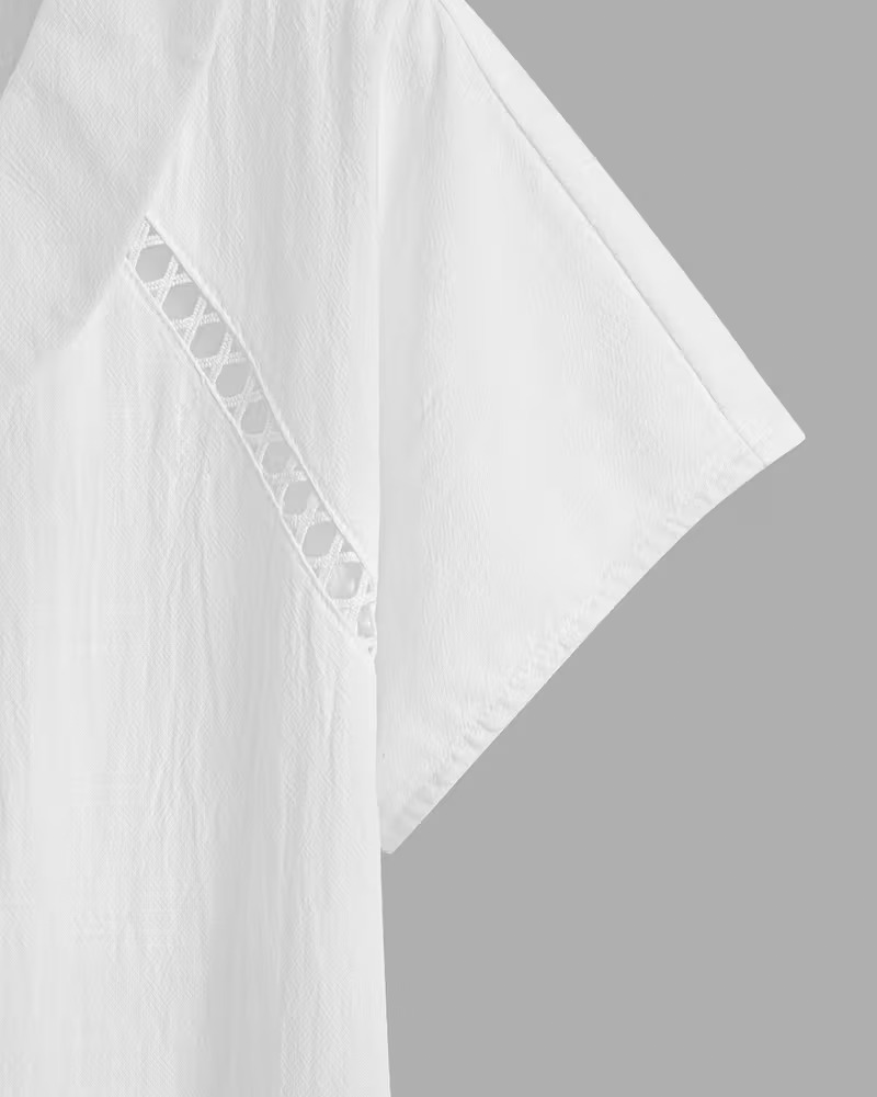 Blusa scollo tondo manica corta colletto Peter Pan
