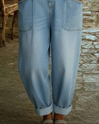 Tuta in denim casual con tasche