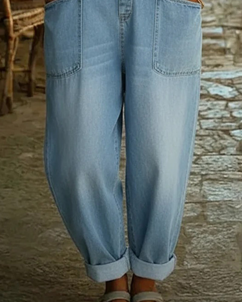 Tuta in denim casual con tasche
