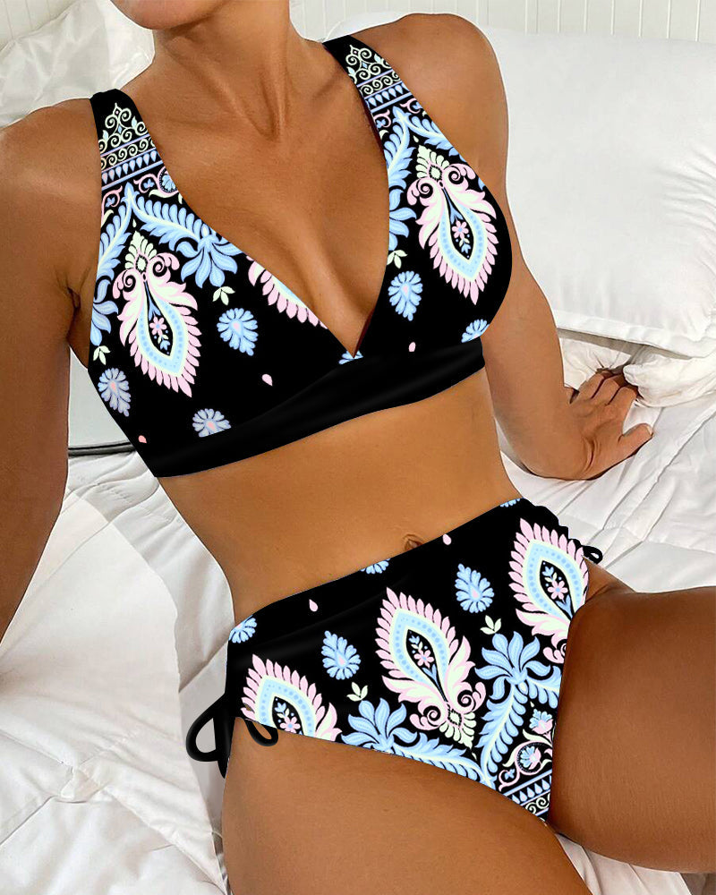 Costume da Bagno Sexy Reggiseno a Due Pezzi a Vita Alta
