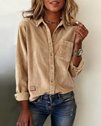 Camicia Tendenza Velluto a Coste con Risvolto