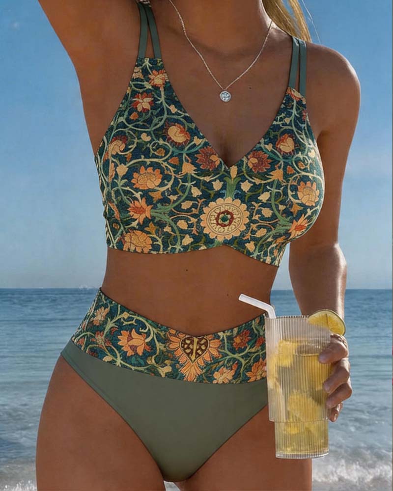 Bikini vintage sexy con stampa floreale