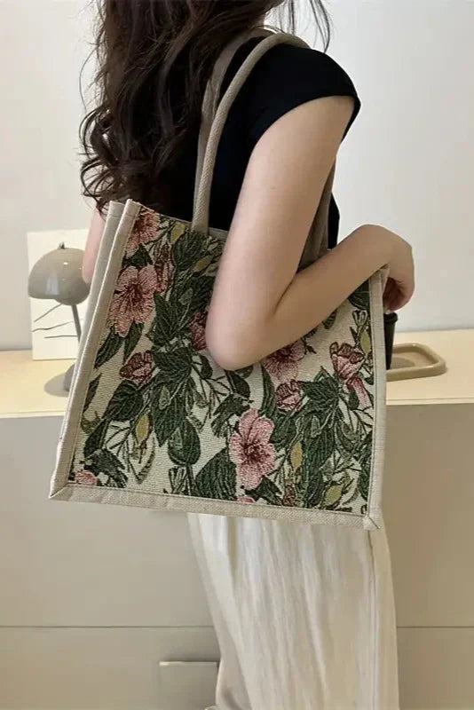 Borsa in iuta Taila con stampa floreale e design ecologico