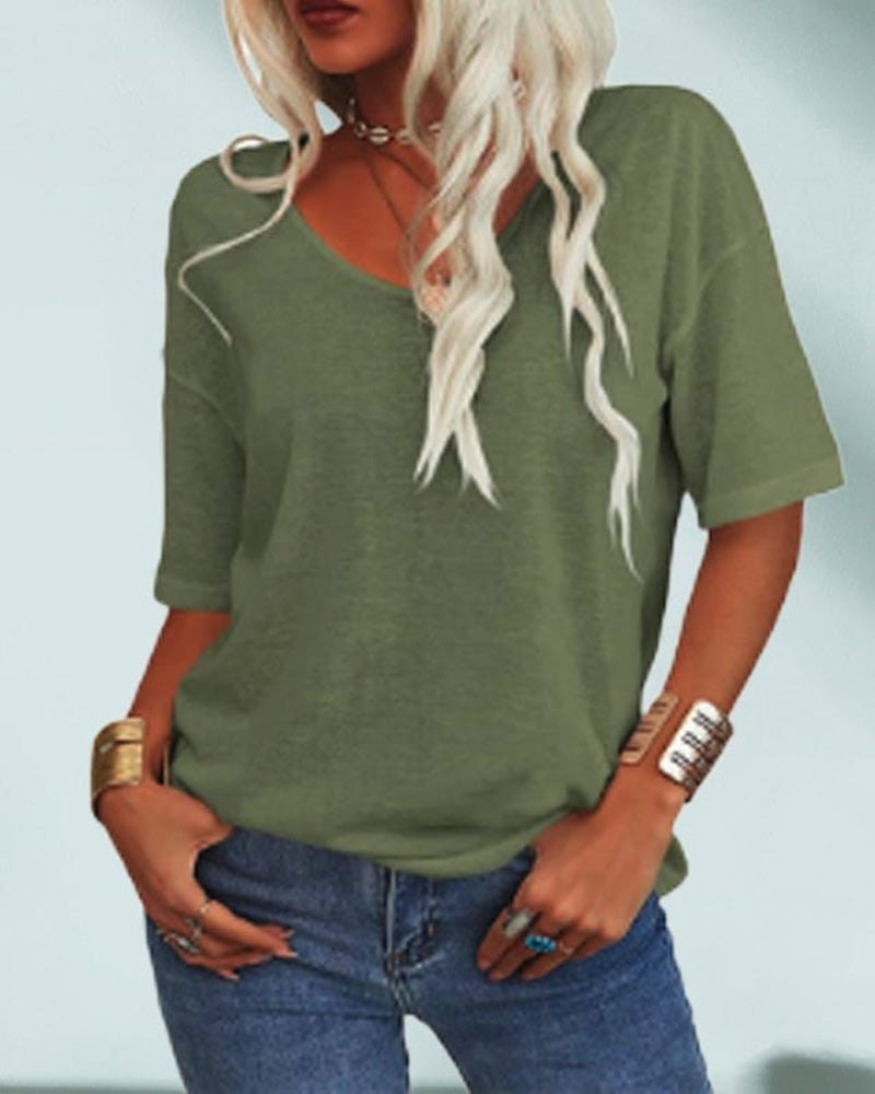Top Donna Maniche Corte Scollo a V
