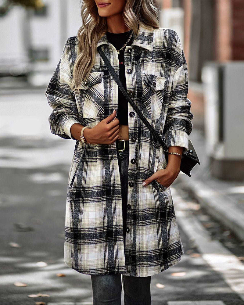 Camicia casual a quadri con taschino