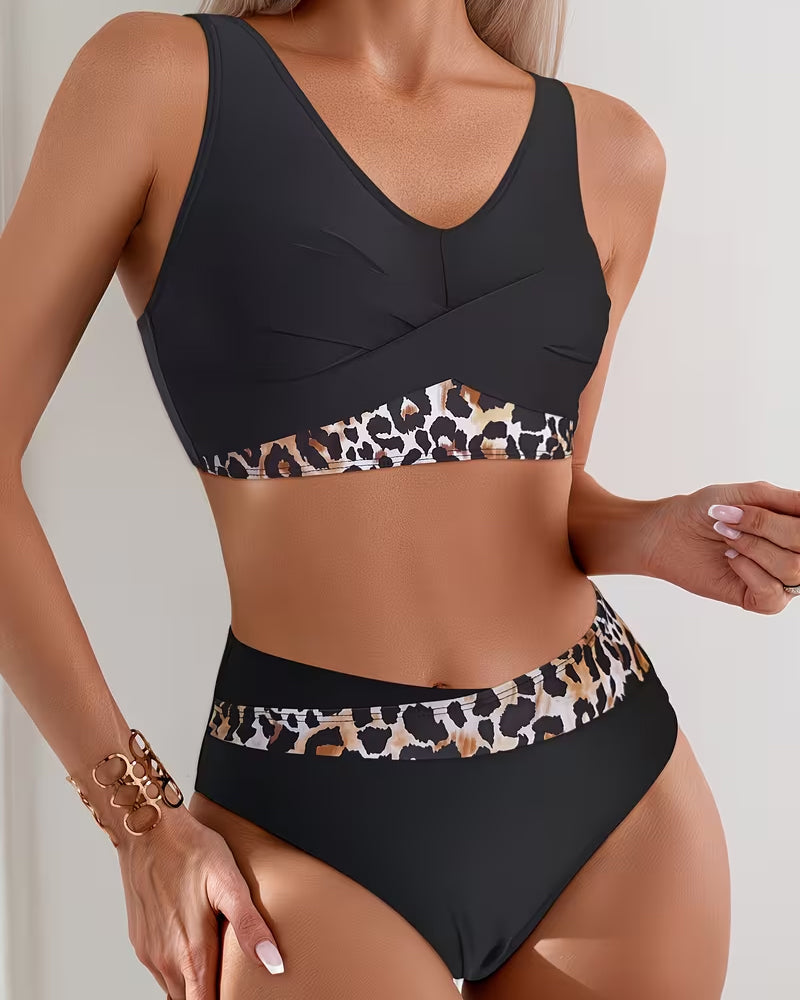 Bikini Leopard Sportivo Scollo a V