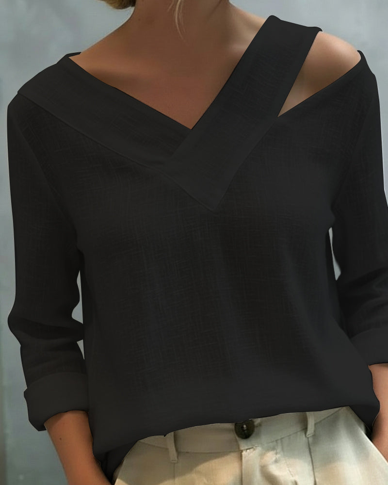 Top Elegante Scollo a V Spalle Scoperte
