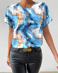 T-shirt Girocollo Stampa Effetto Marmo