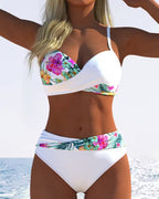 Bikini Bralette Stile con Stampa a Contrasto
