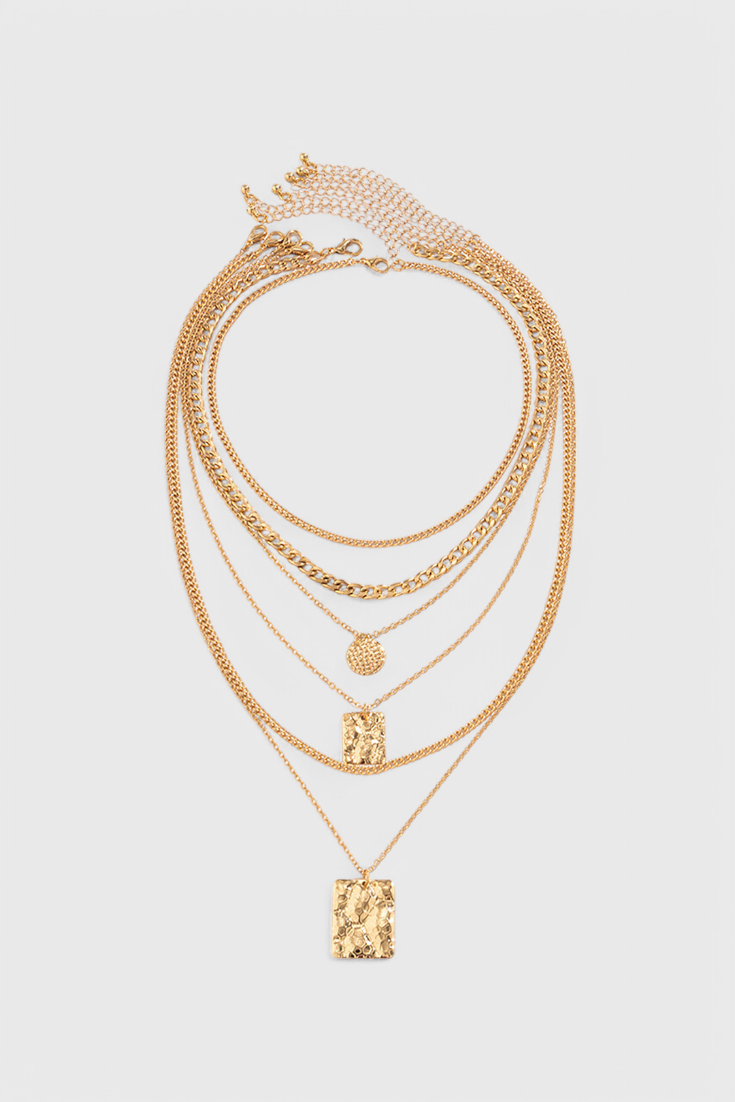 Collana con pendente a catena geometrica in metallo
