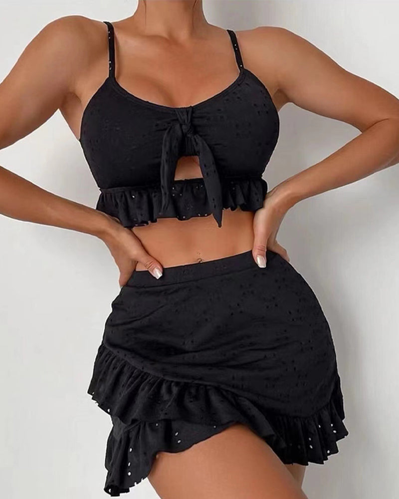 Completo bikini a tre pezzi con vestito