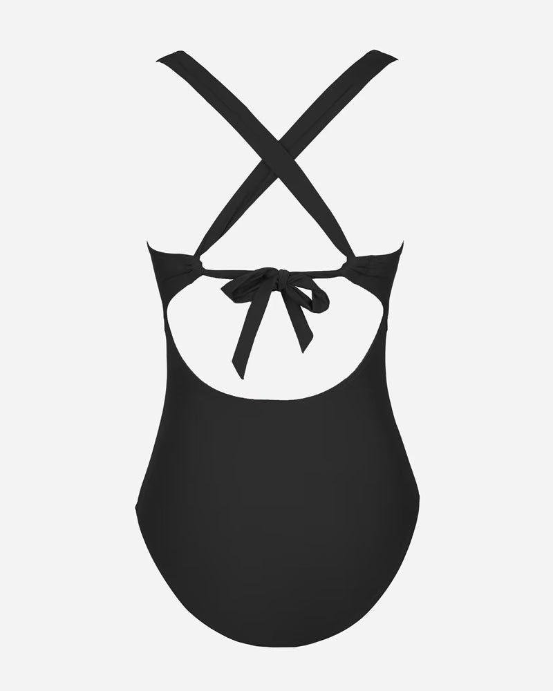 Costume intero a tinta unita con spalline