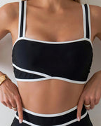 Costume da Bagno Due Pezzi a Righe Color Block Bikini