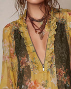 Camicetta mezza zip con stampa floreale