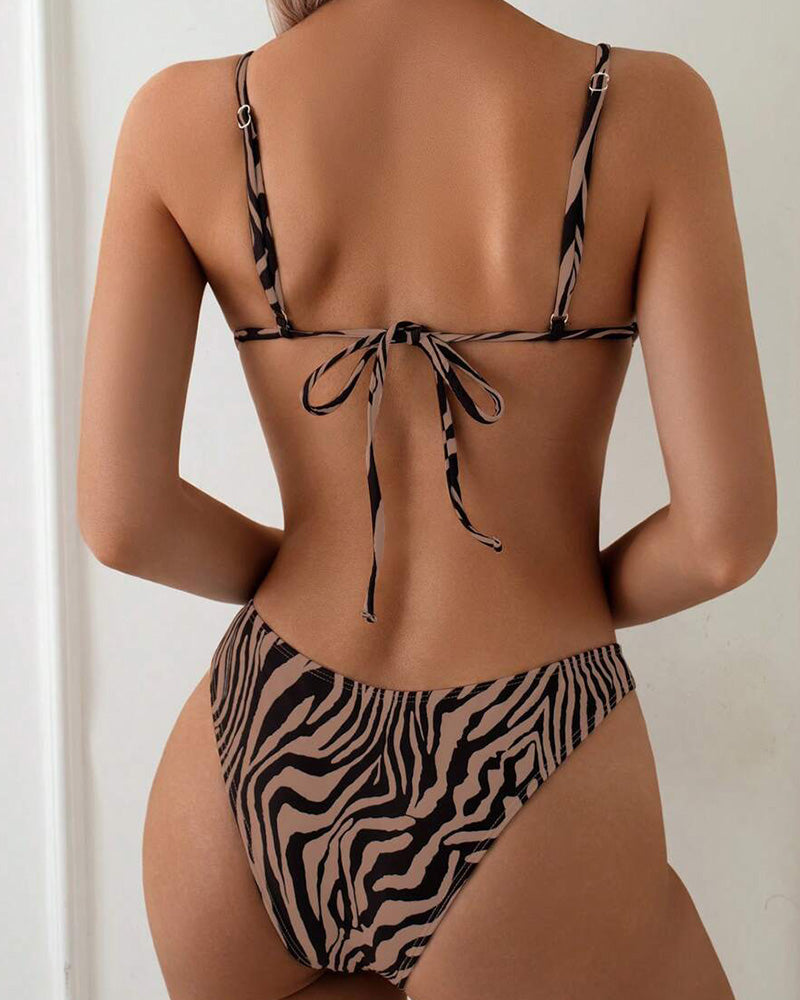 Bikini stampato zebrato sexy allacciato