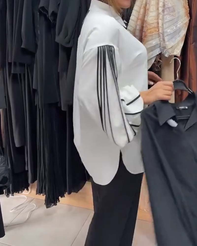 Camicia in contrasto a maniche lunghe