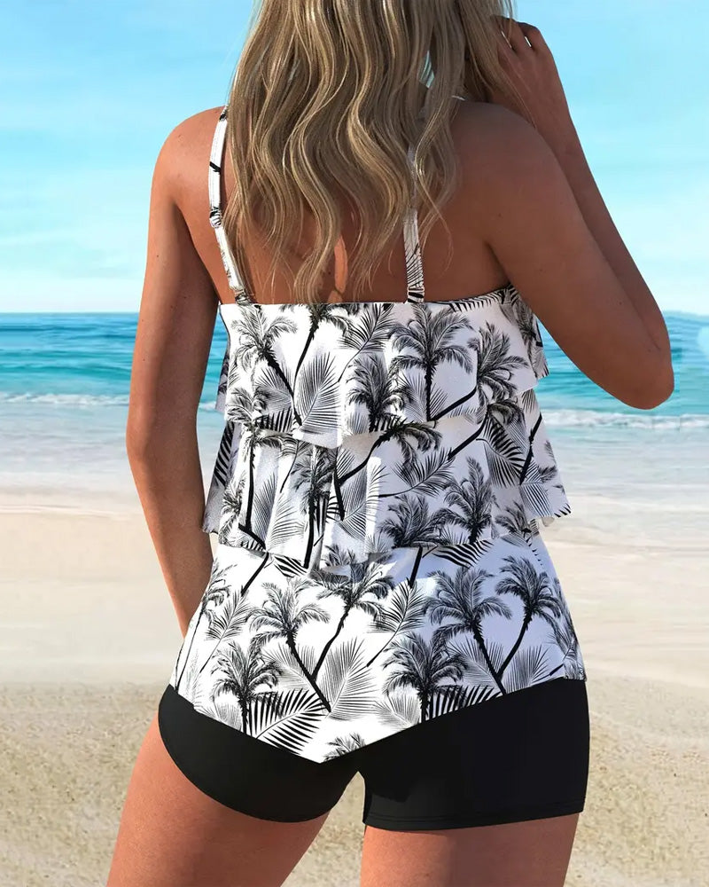 Tankini Alla Moda A Bretelle Con Stampa Due Pezzi