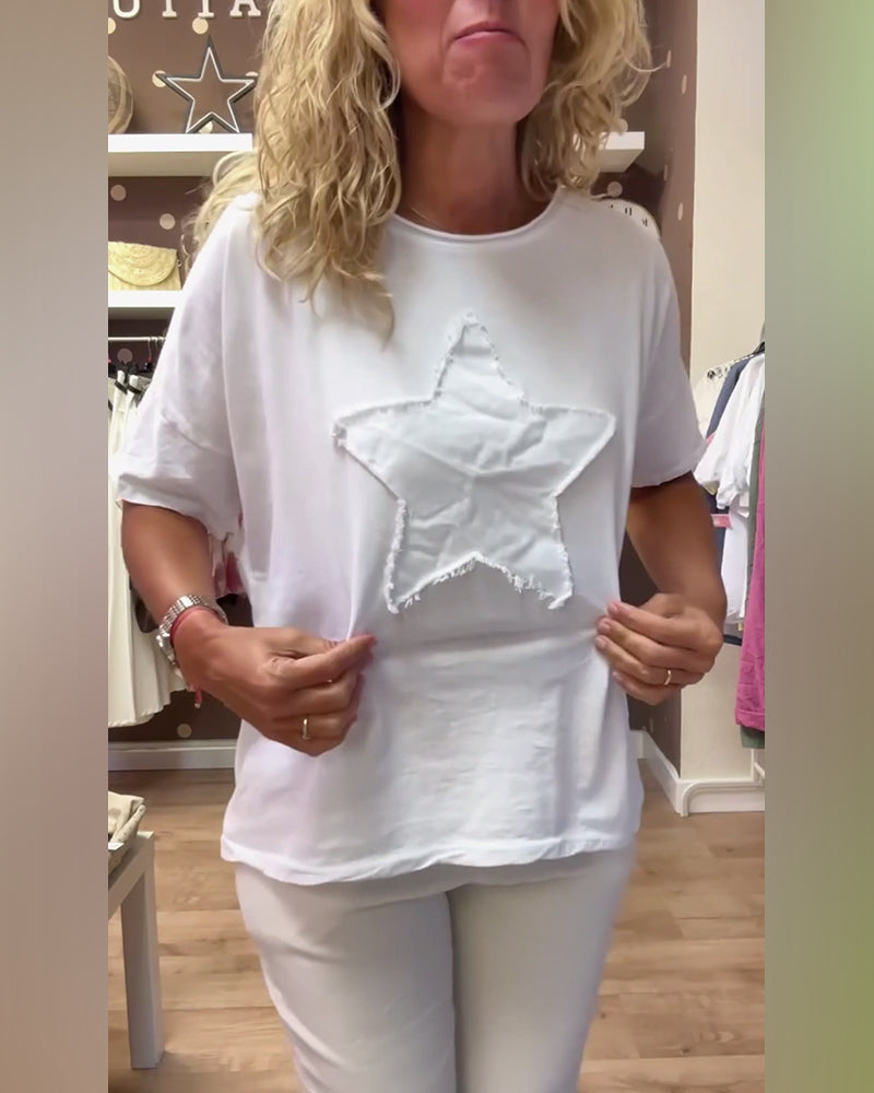 T-shirt ampio casual con scollo rotondo