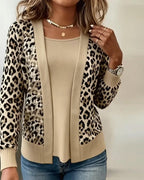 Top finto due pezzi stampato leopardato