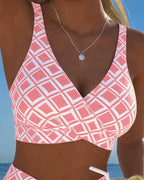 Costume da bagno a due pezzi stile reggiseno con motivo a rombi