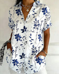 Camicia a maniche corte stampata con colletto
