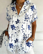 Camicia a maniche corte stampata con colletto