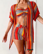 costume da bagno bikini tre pezzi stampato per le vacanze
