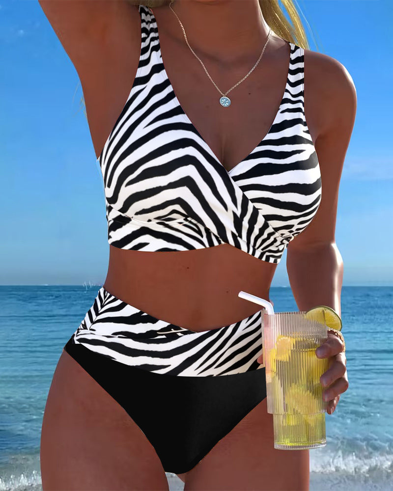 Bikini zebrato a contrasto di colore