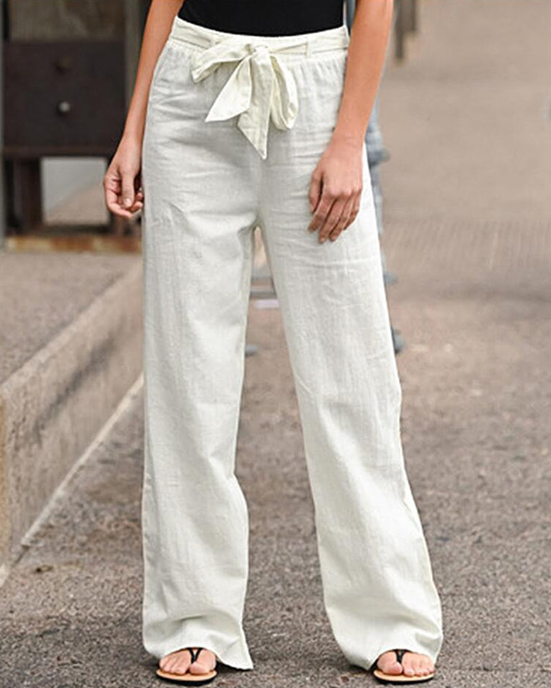 Pantaloni a gamba dritta con vita elasticizzata