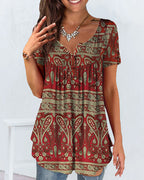 T-shirt ampio a maniche corte e scollo a V