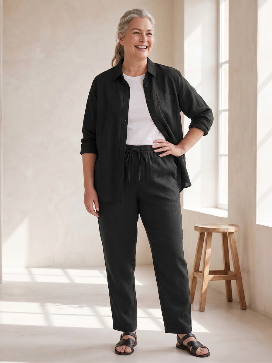 Noor | Set Camicia Manica Lunga e Pantalone Dritto