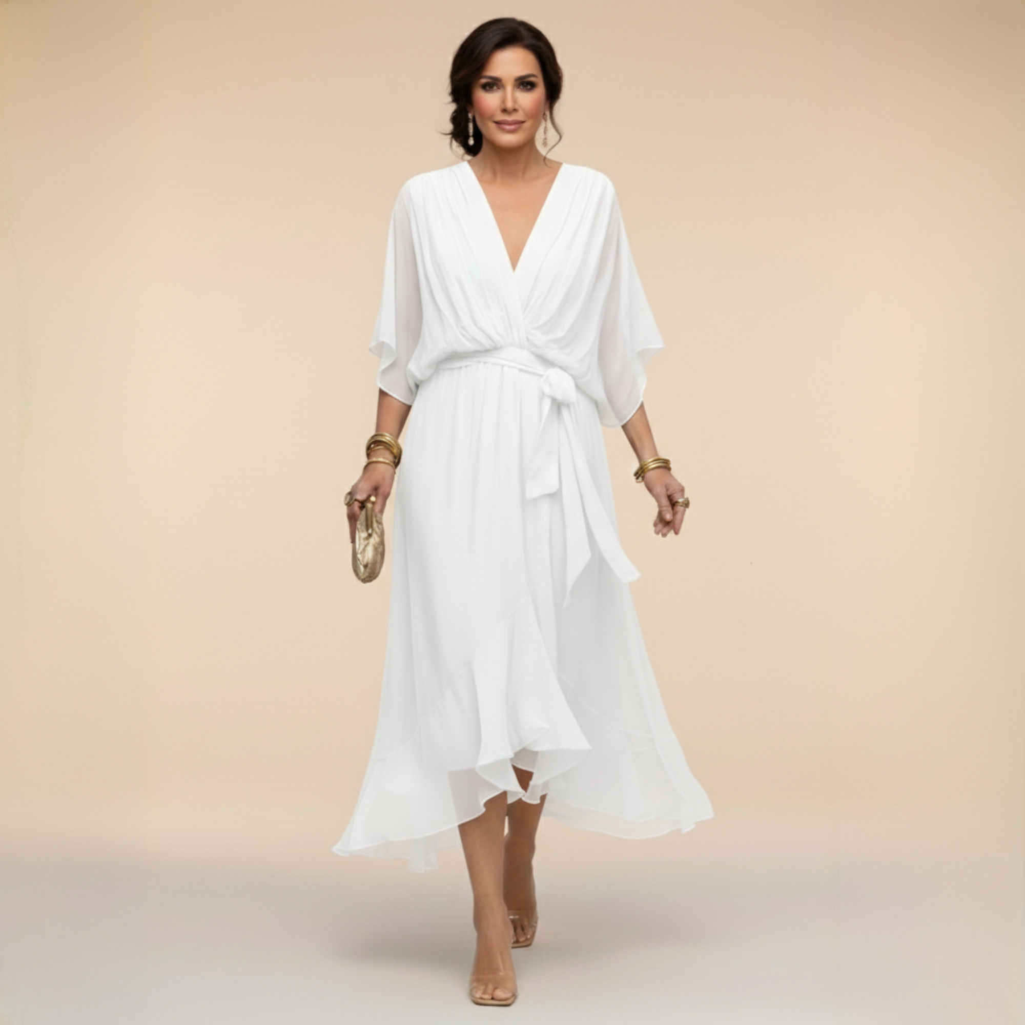 La Scintilla | Abito in chiffon con scollo a V
