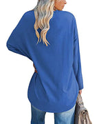 T-shirt donna tinta unita scollo a V maniche lunghe