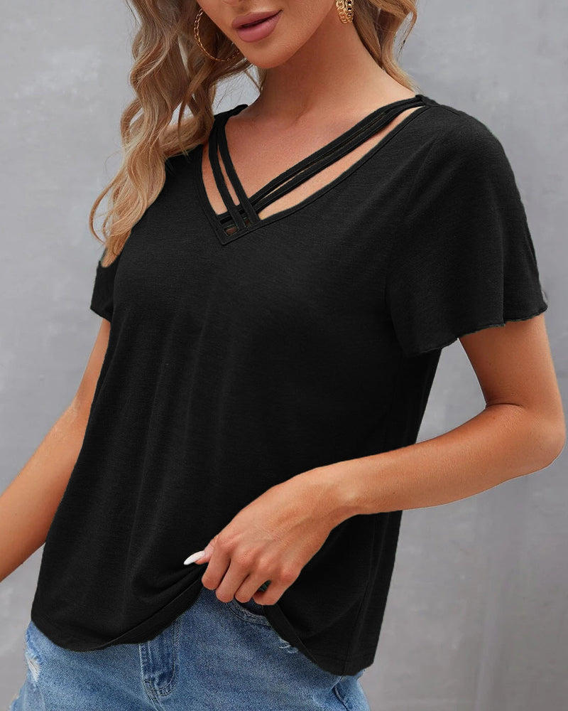 T-shirt monocolore con cut out