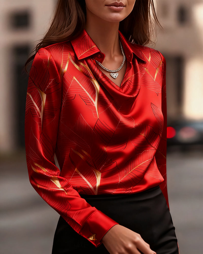 Camicia elegante in raso a maniche lunghe