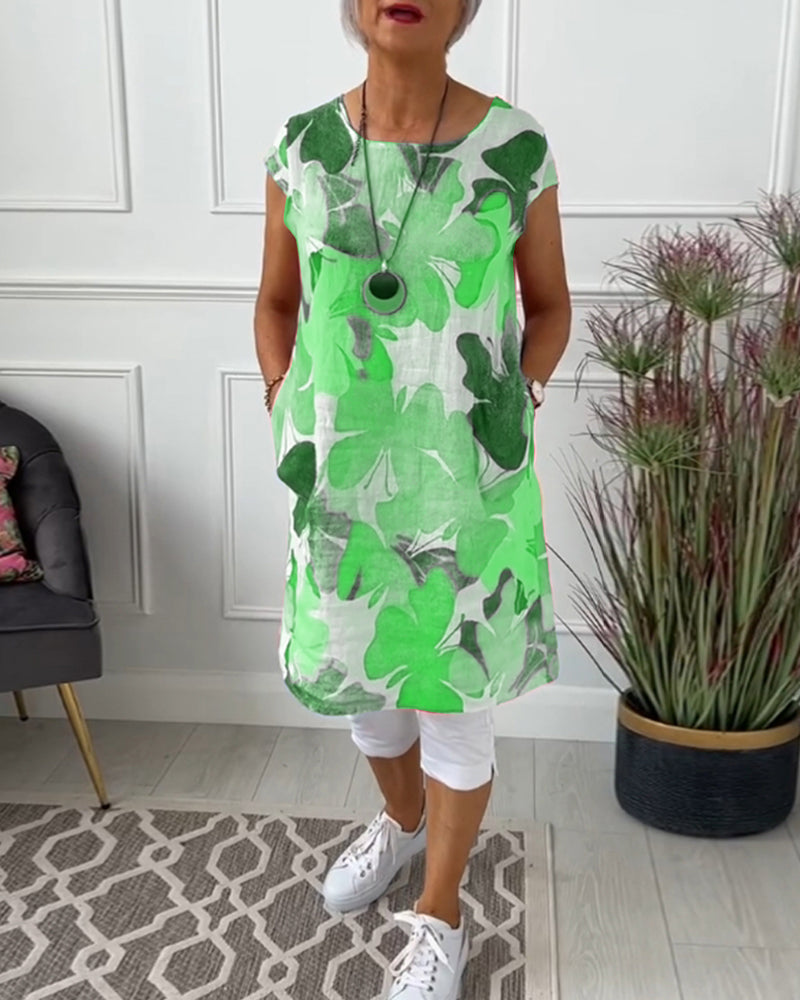Maglia lunga casual con stampa floreale colorata