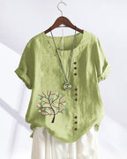 T-shirt girocollo stampato con foglie