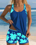 Tankini con scollo a U senza maniche stampa boxer